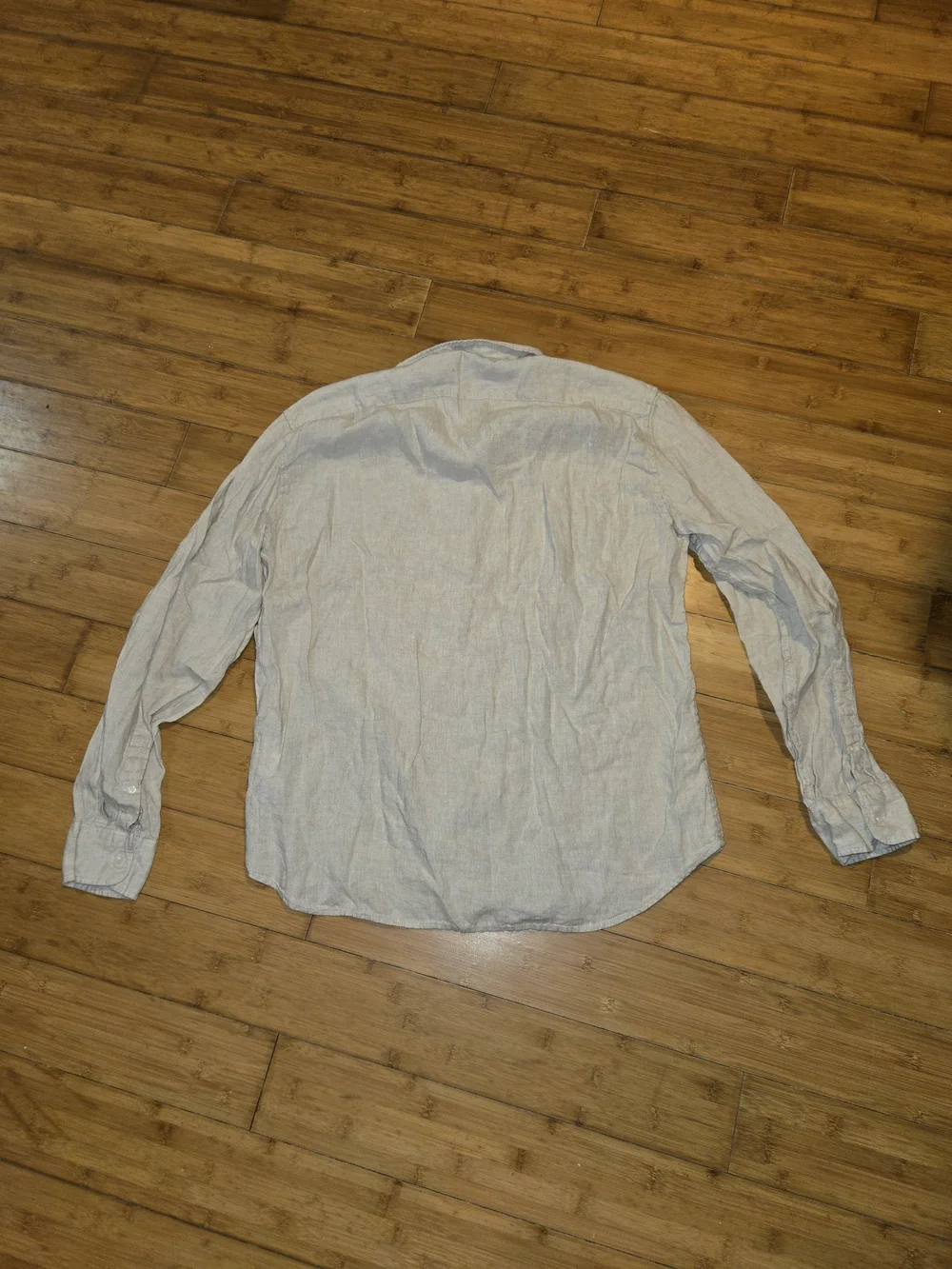 J Crew Shirt Mens XL Gray White Slim Fit Button Down Linen Long Sleeve